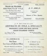 Traub and Felgne, Abstracts of Title, A. P. Abeln, J. F. Kunz, H. A. Schunk, W. S. Wright, Dubuque County 1906
